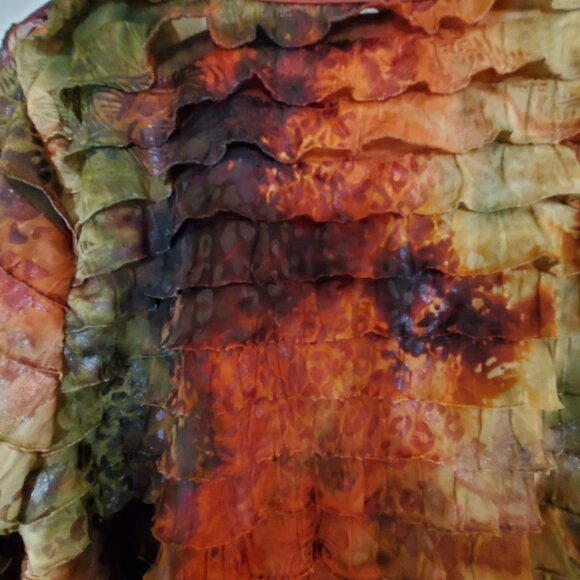 Elementz Ruffle Round Neck Top In Trending Fall Colors Sz Medium - Picture 6 of 9